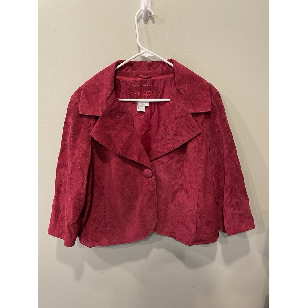 Live A Little Jacket Womens Size Medium Leather Red Button Front Lined